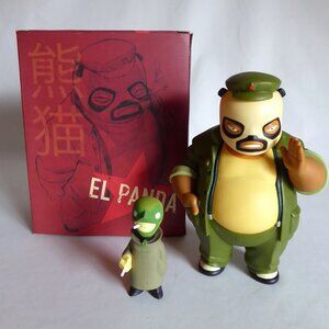 2006 MUTTPOP LUCHA LIBRE EL PANDA & GOBI DESIGNER VINYL FIGURES (PRE-OWNED)